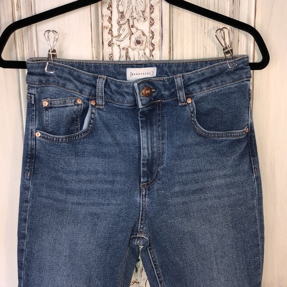 WAREHOUSE Brand Slim Straight High Waist Medium Wash Jeans Size 28 - Picture 5 of 10